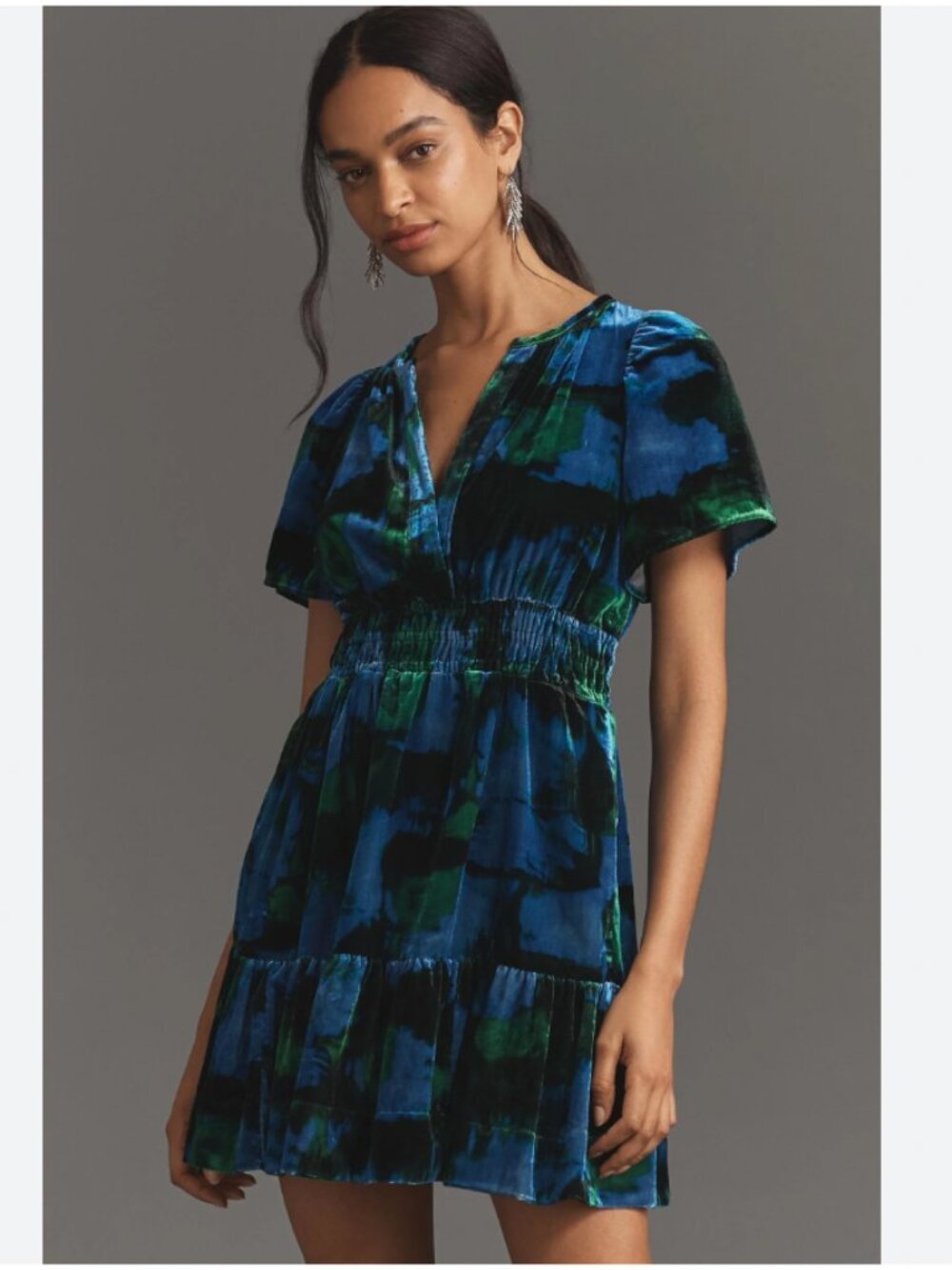 Anthropologie Somerset Floral Velvet Dress Size Medium EUC